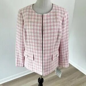 KASPER:  PINK AND WHITE  JACKET SIZE 14